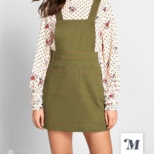 ModCloth Retro dark olive green jumper with shirt dress